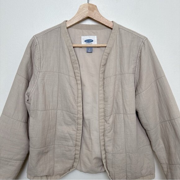 Old Navy Womens Small Quilted Khaki Open Jacket - Picture 4 of 14